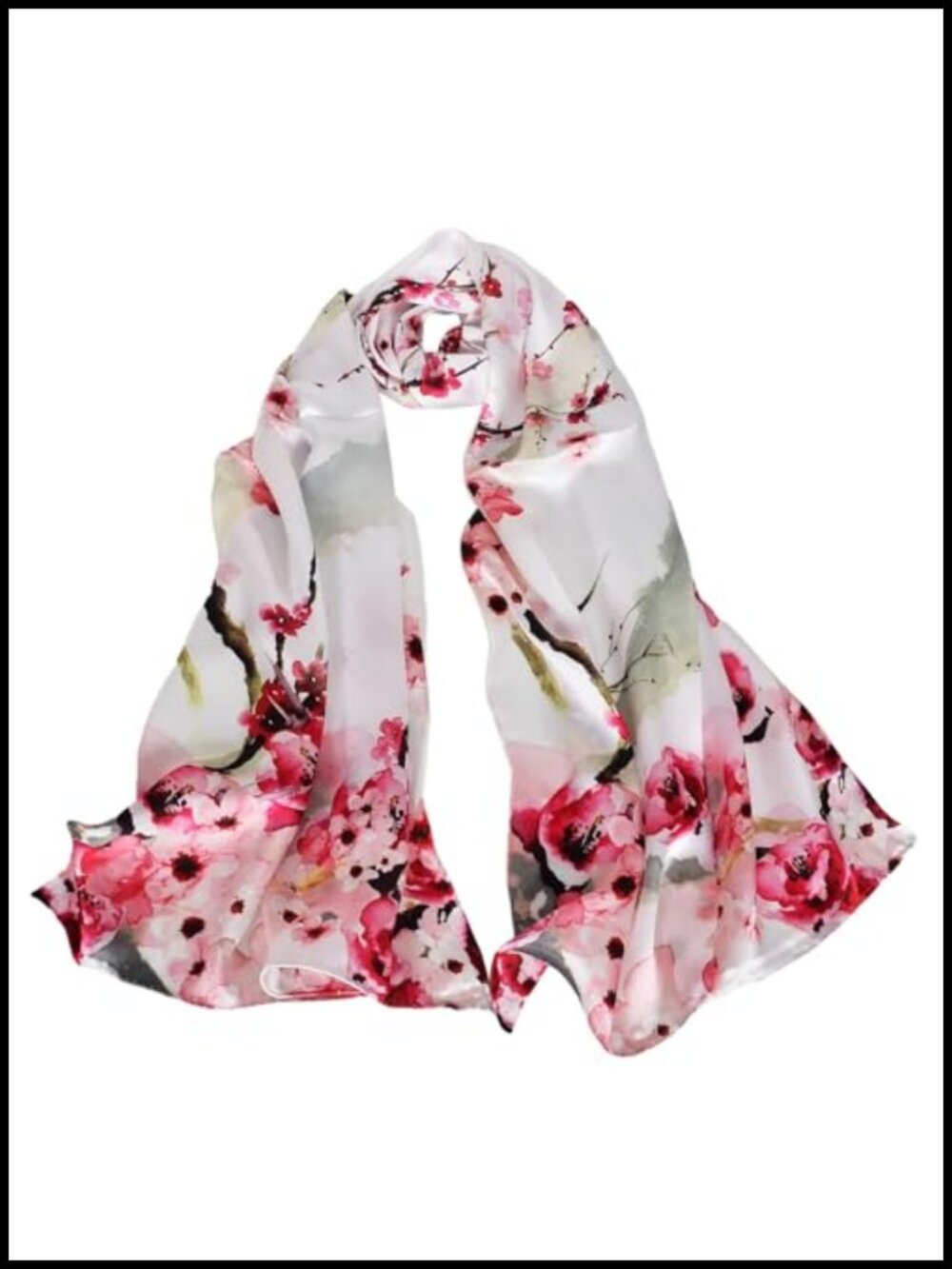 100% Mulberry Silk Neck Scarf Wrap for Women 67x20 Long Shawl